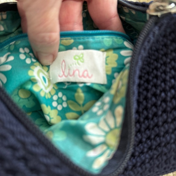 Navy Crochet Hand Shoulder Bag Silver Hardware Boho Chic Y2K - Picture 2 of 15